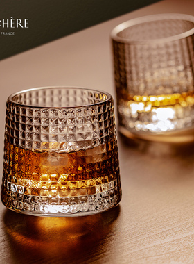 法国La Rochere旋转威士忌杯创意陀螺杯不倒翁玻璃洋酒杯设计师款