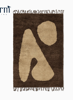 丹麦Ferm Living羊毛地毯抽象派地垫客厅卧室床边毯装饰挂毯壁毯