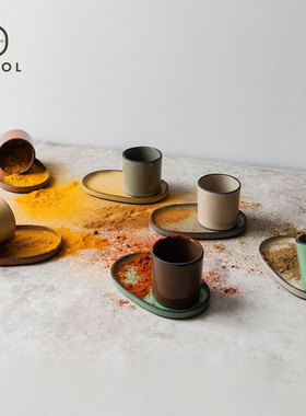 法国进口Revol 浓缩咖啡杯碟套装无柄杯子陶瓷茶杯彩色水杯小食碟