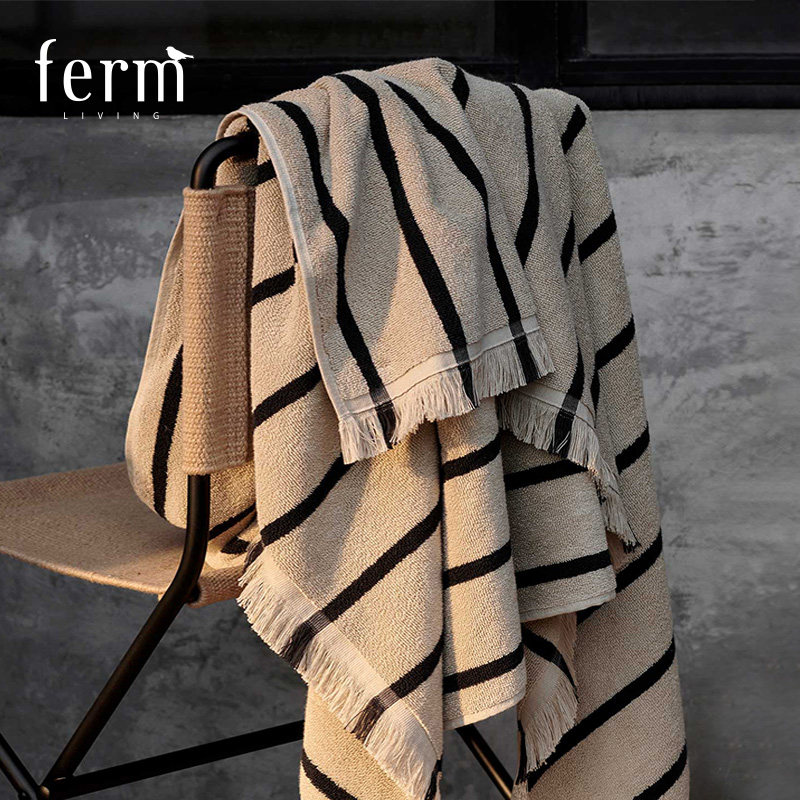 丹麦进口Ferm Living浴巾纯棉海边沙滩巾家用洗脸毛巾吸水擦手巾