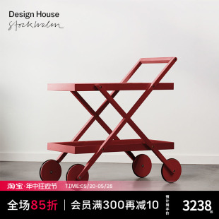 瑞典Design 沙发边几手推车 House双层木质餐边车餐厅移动酒水车