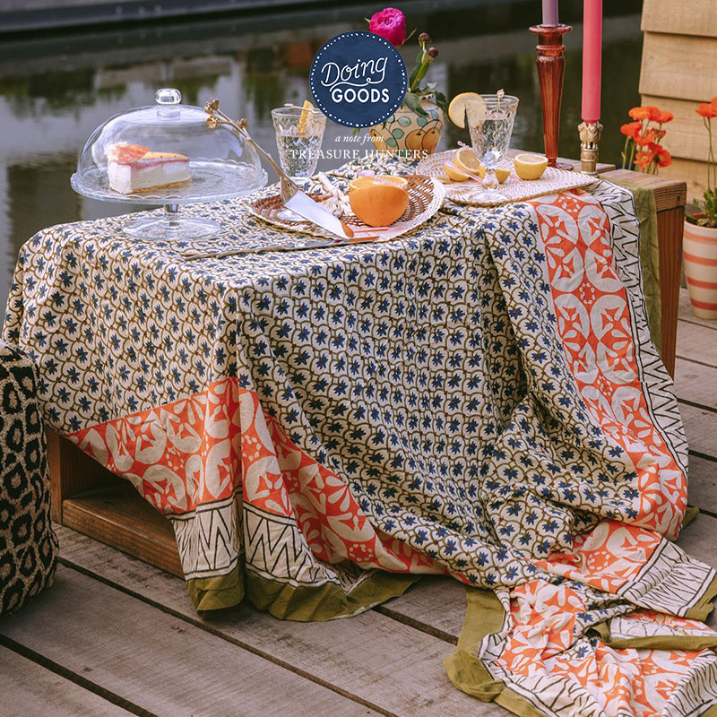 荷兰Doing Goods餐桌布野餐布桌布现代手工餐巾布艺方形餐桌台布