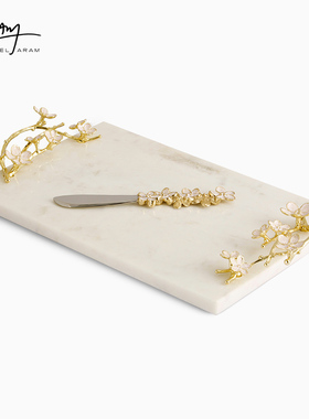 美国Michael Aram大理石托盘下午茶甜点盘黄油刀筷子套装樱花小碗