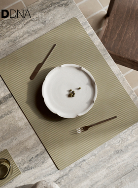 丹麦Lind Dna新款条纹餐垫长方形轻奢皮革西餐垫家用餐桌隔热垫