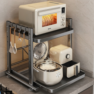 日本进口微波炉置物架厨房多功能双层台面电饭煲锅烤箱收纳架子