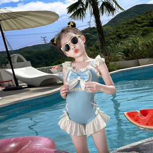 女童泳装 儿童蝴蝶结可爱甜美速干连体泳衣度假游泳衣服夏 2026新款