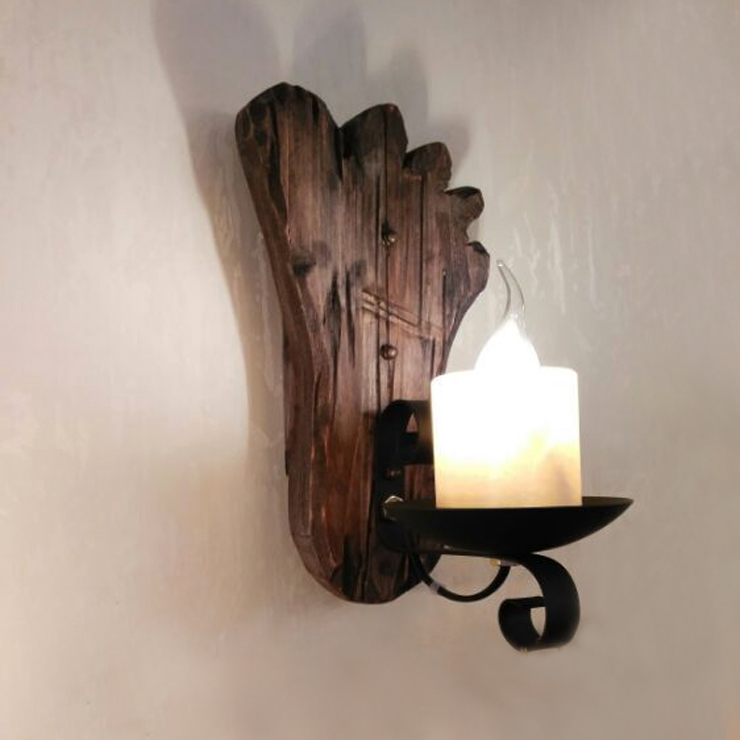 美式乡村复古实木铁艺仿古loft个性创意酒吧灯漫咖啡服装店壁灯