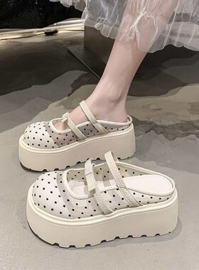小个子包头半拖鞋女款2026新款夏季网红复古配裙子厚底韩系凉拖鞋