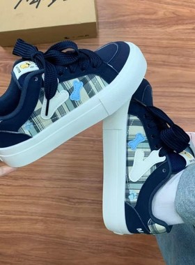 复古海蓝色厚底板鞋女2025新款秋季小众设计百搭休闲运动鞋ins潮