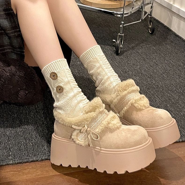 加绒加厚防滑增高女款雪地棉鞋
