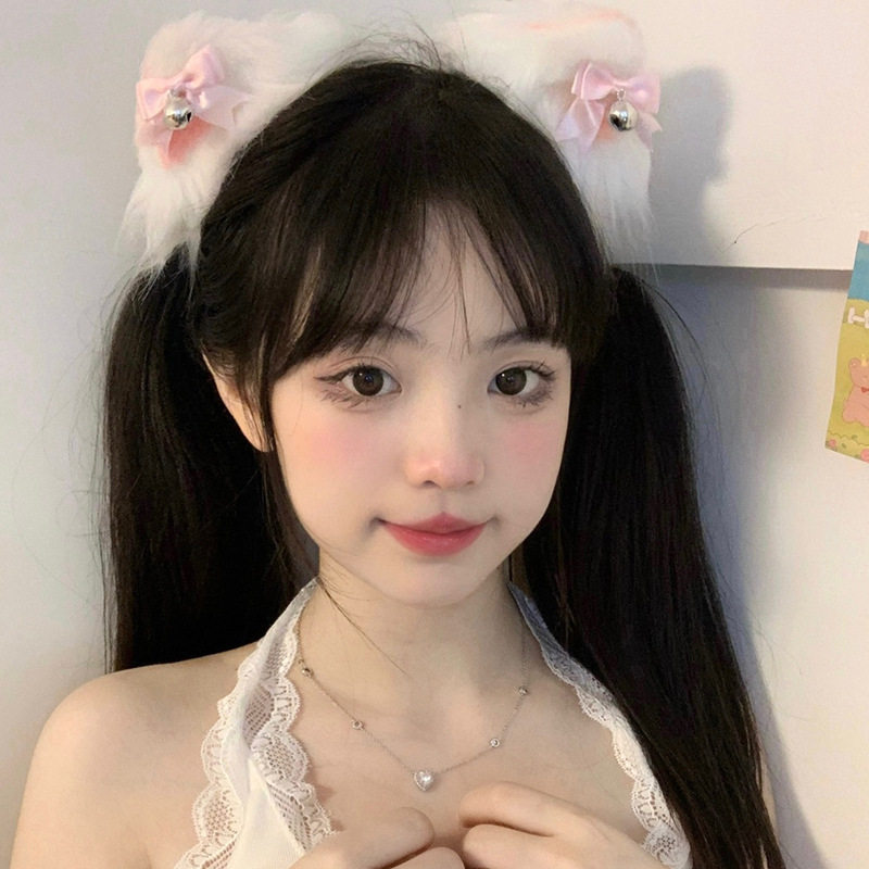 毛绒猫耳朵发箍女发饰猫咪兔子狐狸铃铛发夹头饰品圣诞节万圣节