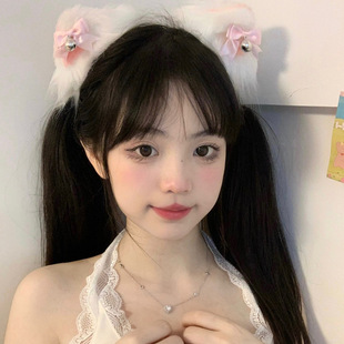 毛绒猫耳朵发箍女发饰猫咪兔子狐狸铃铛发夹头饰品圣诞节万圣节