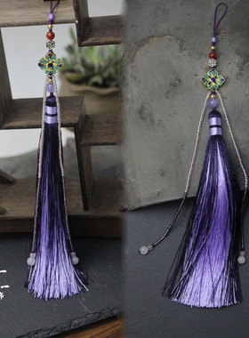 新款原创紫色流苏压襟挂件个性创意胸针衣襟中式古装汉服旗袍配饰