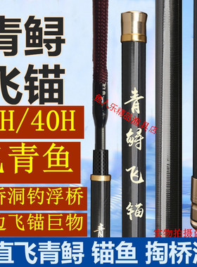 暴力飞青鱼竿掏桥洞钓浮桥40H先经6.5粗竿稍超硬飞青鲟巨物锚鱼杆