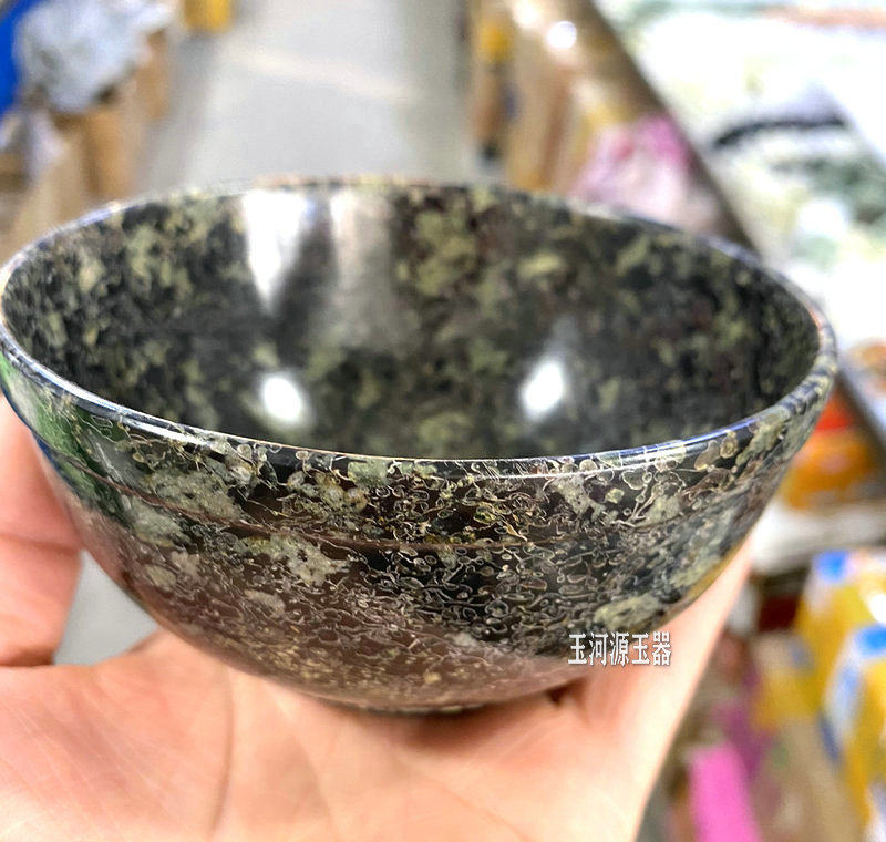 洛阳原矿梅花玉碗真玉养生碗玉石饭碗礼盒送家人中式款