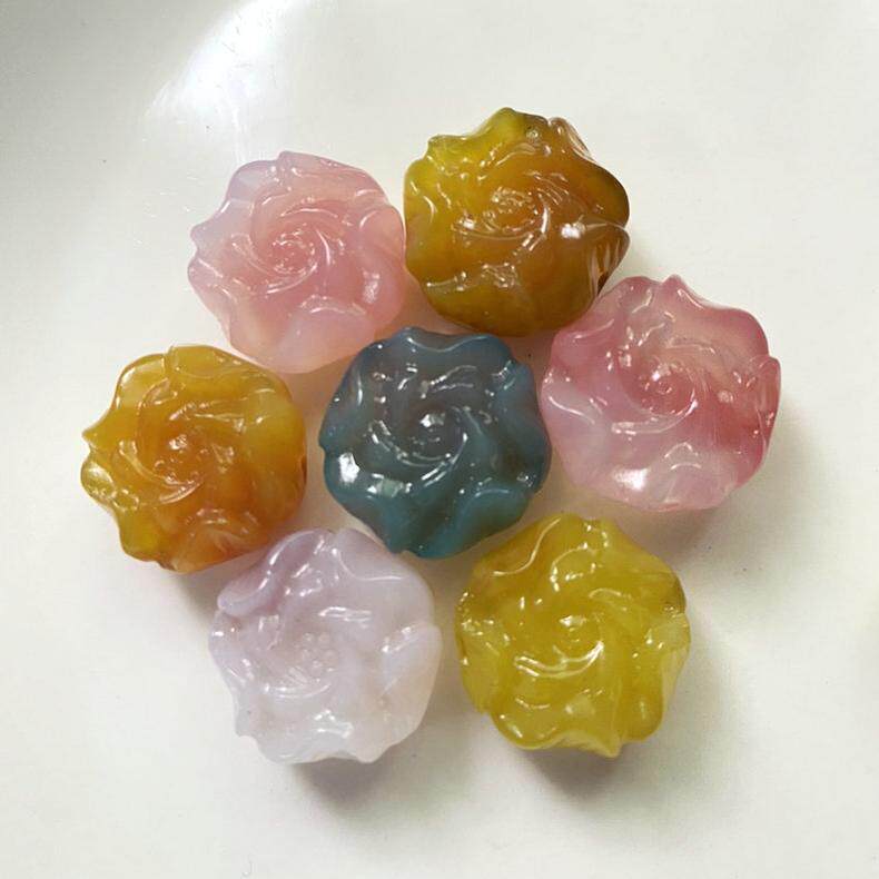 天然七彩盐源玛瑙牡丹花饰玫瑰花配饰手工DIY手链项链编绳配件