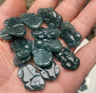 天然翡翠A货蓝水色小貔貅手链腰链手工饰品配件旺财 迷你款吊坠