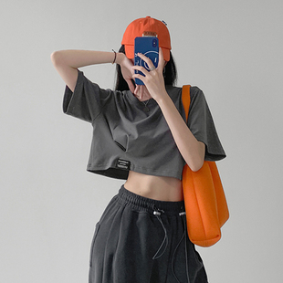 jazz上衣短袖设计感爵士舞服装欧美辣妹跳舞lisa风夏装同款t恤女