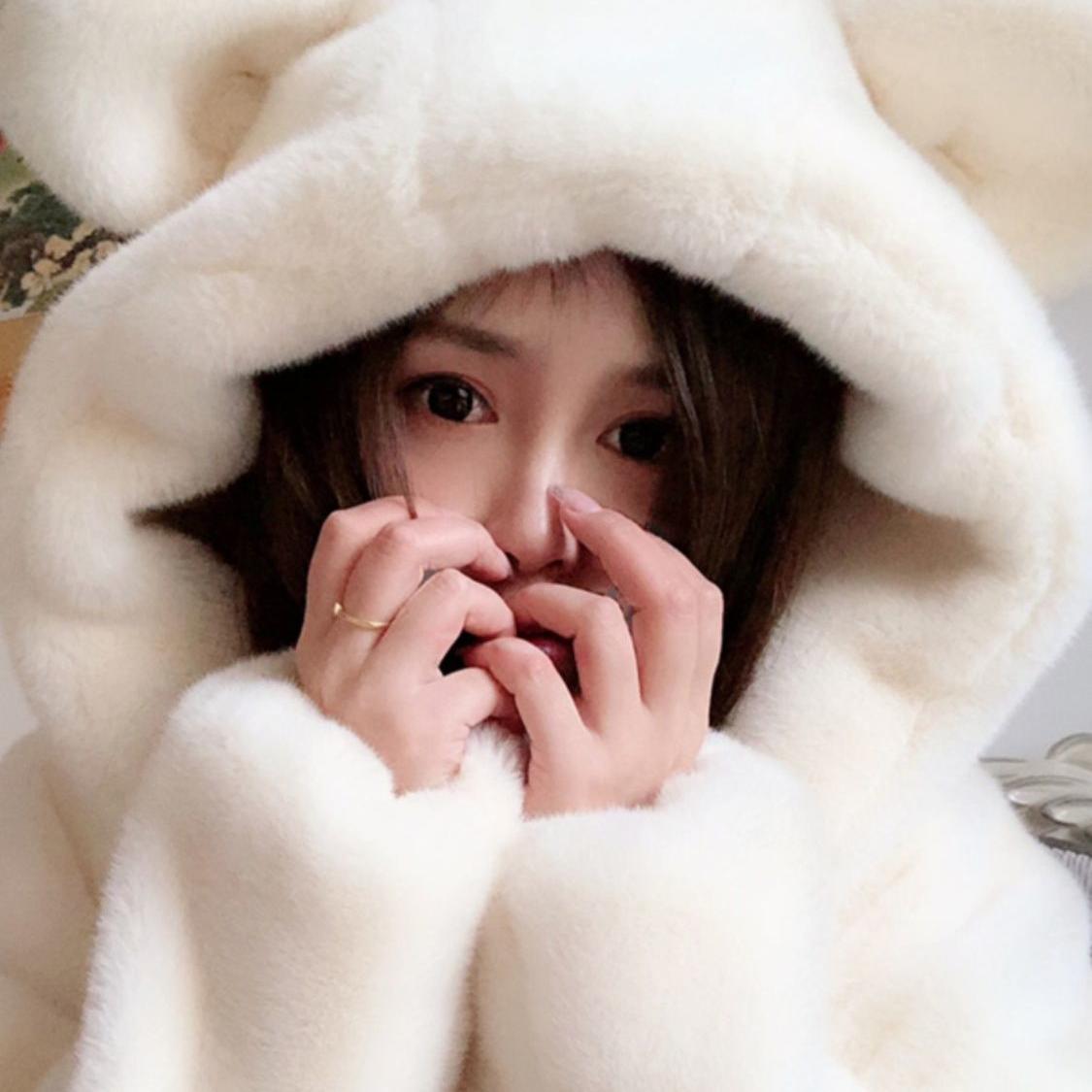 加绒加厚卫衣女宽松韩版中高中学生少女可爱兔耳朵帽衫羊羔毛外套