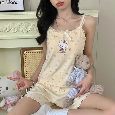 夏季天纯棉吊带性感带胸垫两件套