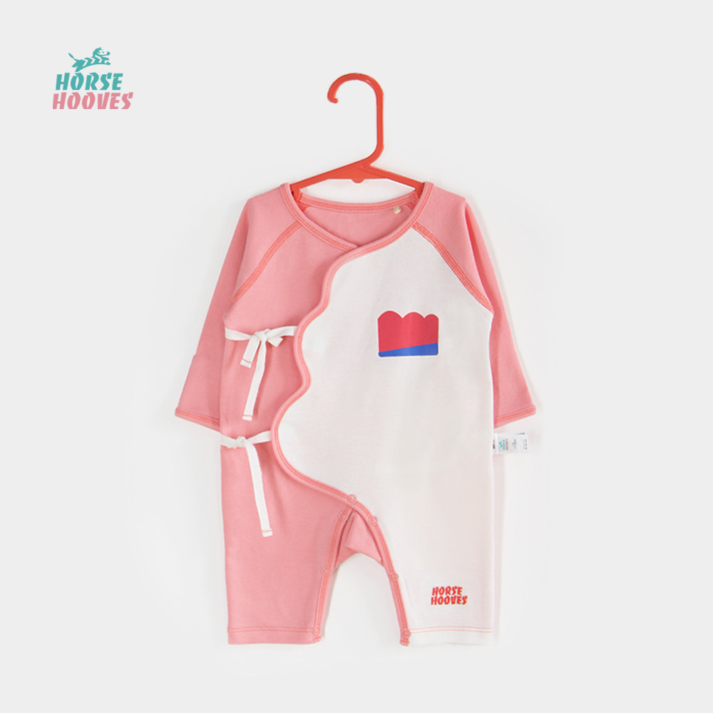 horsehooves原创设计婴儿纯棉云朵早产儿斜襟系带爬服连身衣