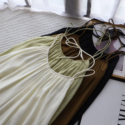 2025夏季新款海边度假吊带露背 宽松大摆长款连衣裙 1103强明女装