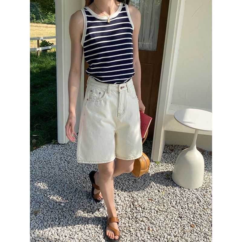 满分刚需 法式条纹撞色针织背心外穿宽松ZY1905 强明女装