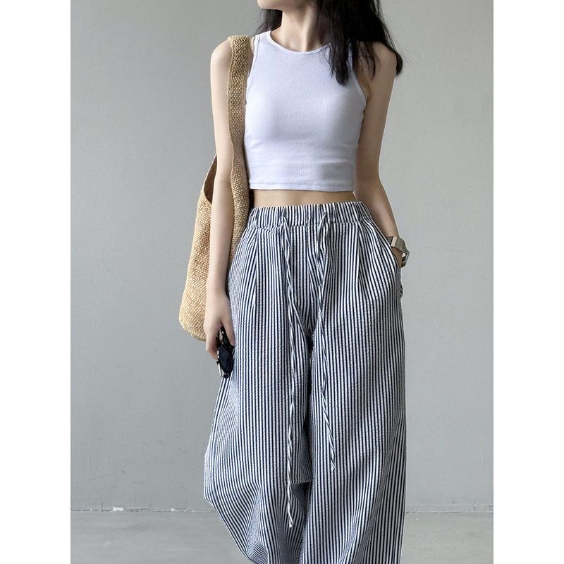 简约高弹工字背心短款外穿夏季新款内搭修身无袖上衣710 强明女装