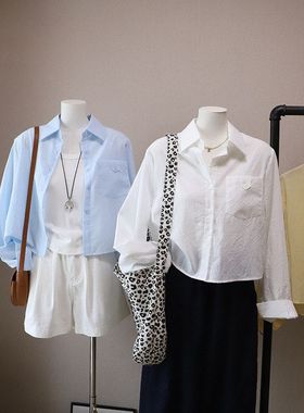 2026春夏新款韩版简约小个子宽松显瘦百搭长袖薄衬衫5774强明女装
