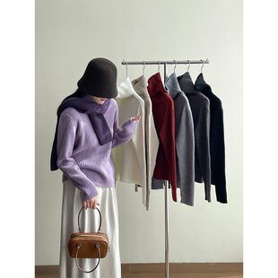 8色高龄套头毛衣女高级感软糯宽松内搭针织打底衫YL1313 强明女装