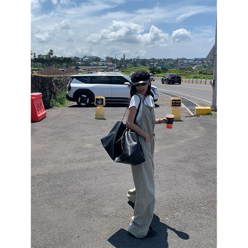 韩版设计感休闲背带长裤复古工装连体裤530734强明女装