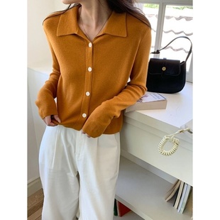 强明女装 轻盈云朵感 ZY2055 简约POLO领打底针织衫 法式