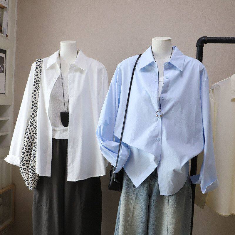 2026早春新款韩版高级感时尚休闲百搭纯色中长款衬衫5773强明女装