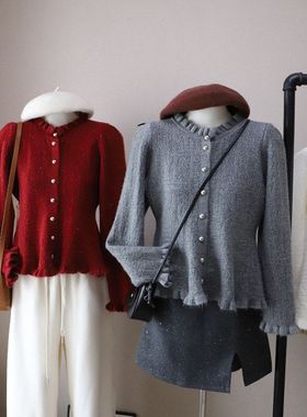 2025秋冬新款韩系小香风减龄收腰显瘦百搭开衫毛衣女5606强明女装