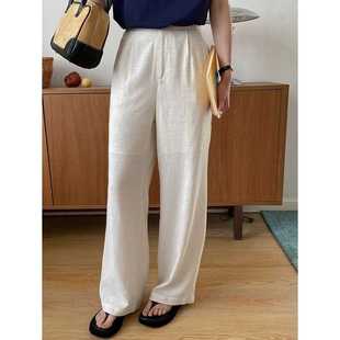 强明女装 ZY1914 亚麻轻薄肌理感直筒休闲阔腿裤 回归舒适