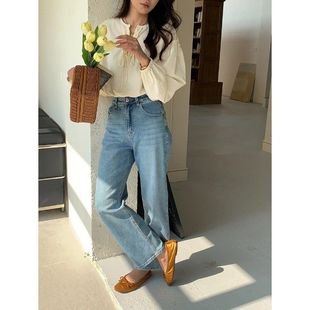 法式 强明女装 木耳边绑带灯笼袖 ZY2635 棉麻衬衫 早春新款