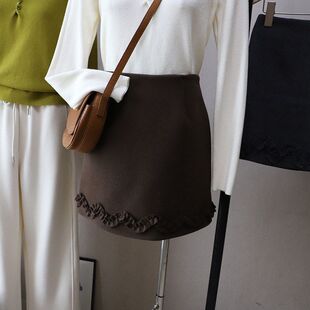 2025秋冬新韩版 气质高腰显瘦防走光包臀a字半身短裙5498强明女装