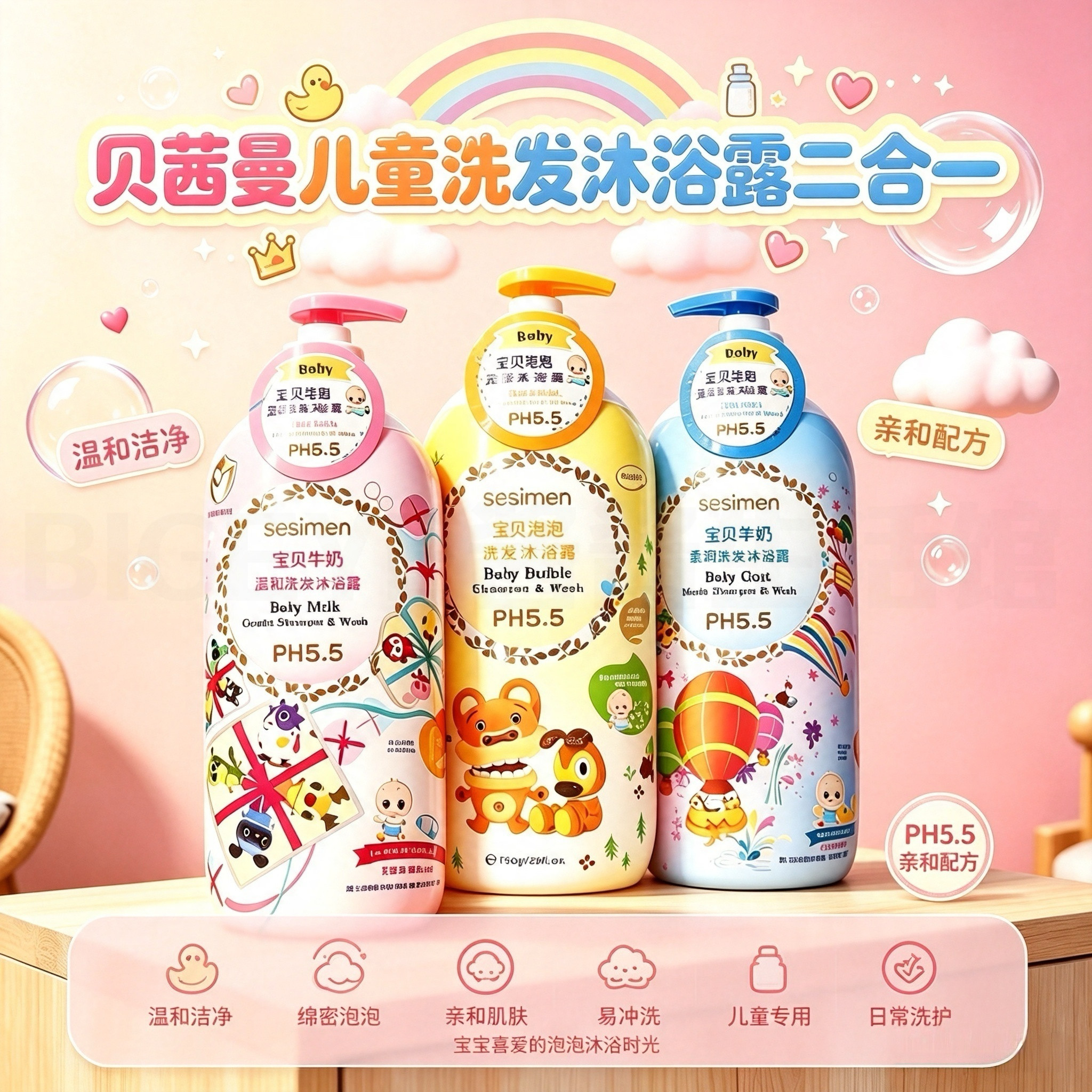 易冲洗不假滑泡泡浴二合一沐浴液