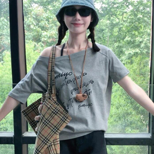 JCFS~美式复古字母印花短袖T恤女2025夏季新款宽松显瘦休闲上衣潮