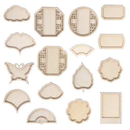 10个装冰箱贴配件DIY圆形画框装裱壮锦宋锦木片手工冰箱贴配件