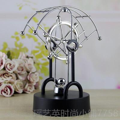 正品金属永动仪牛顿创意海豚旋磁转摆电摇摆器办公室装饰摆生日件