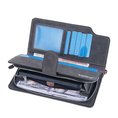 Мужской длинный матовый бумажник, ретро кошелек с молнией, маленькая сумка клатч, европейский стиль