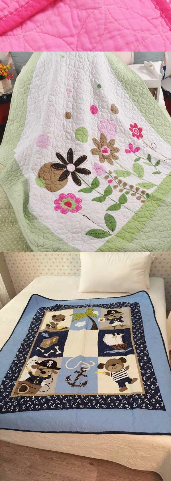 Các đường may được nhồi bông bởi em bé. Máy điều hòa không khí dành cho trẻ em mát mẻ vào mùa hè. Chăn được phủ kín. Tấm trải giường được che bởi giường. - Trải giường ga phủ giường
