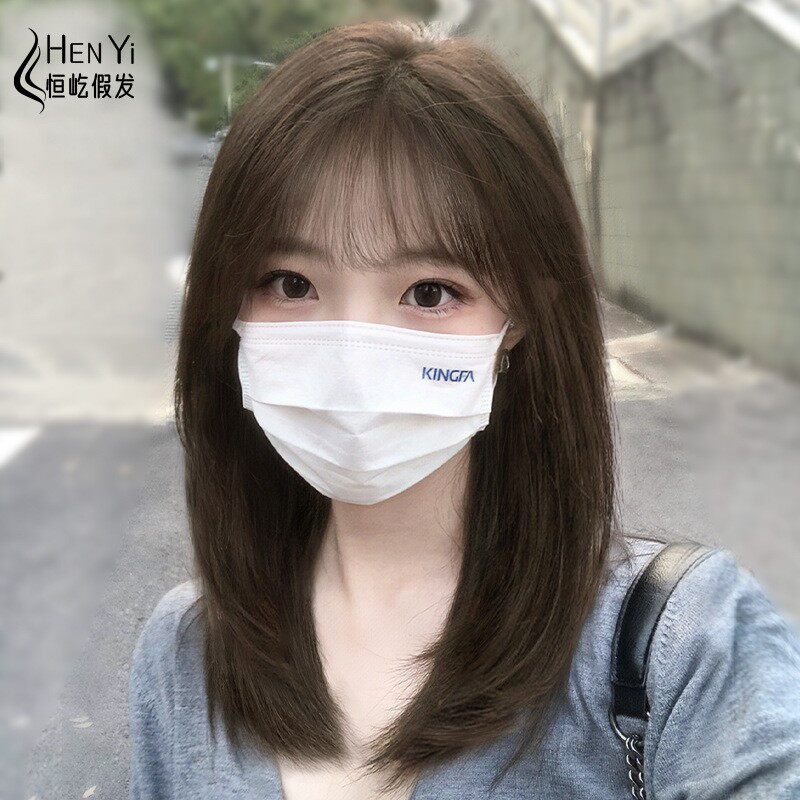 假发女全头套式中长发齐肩锁骨发bobo空气刘海短发修饰脸型
