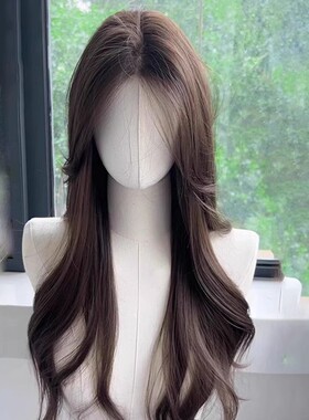 前蕾丝假发女冷棕色八字刘海大波浪卷发长发气质万用cos2