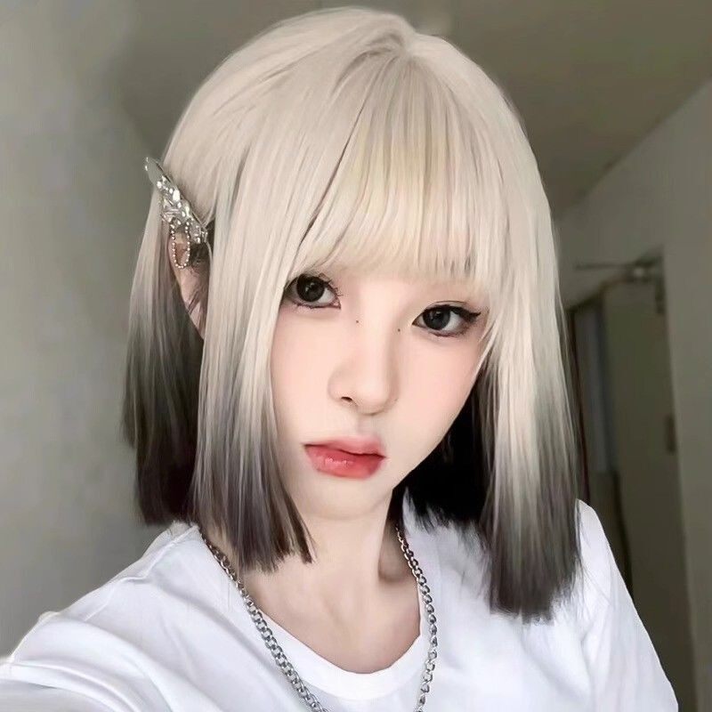 短发假发女减龄全真人爆顶染渐变一刀切Lolita万用假发