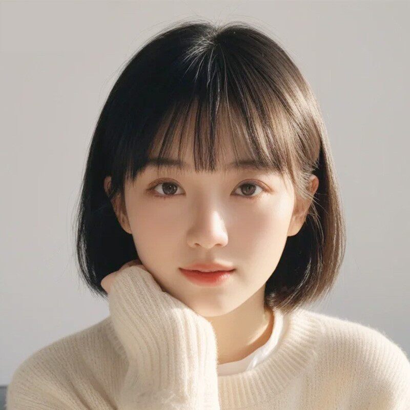 假发女小清新可爱时尚一刀齐姬发公主切波波头自然蓬松透气全头套