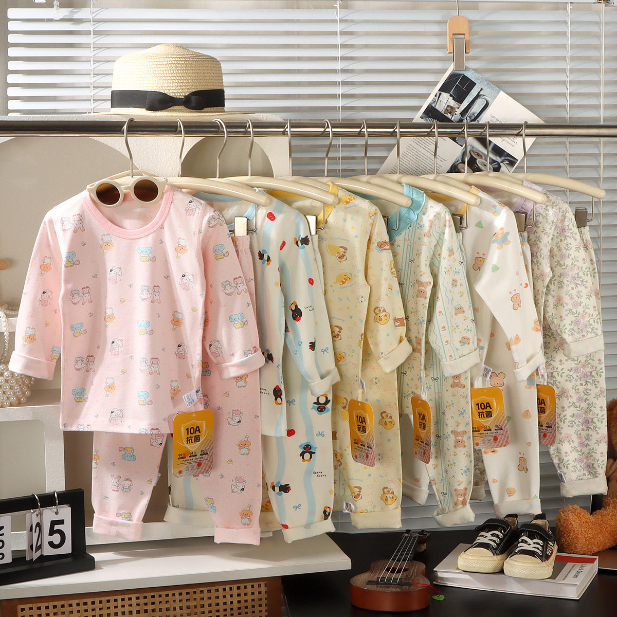 儿童睡衣宝宝秋衣裤卡通家居服中小童韩版长袖长裤男女童圆领套装