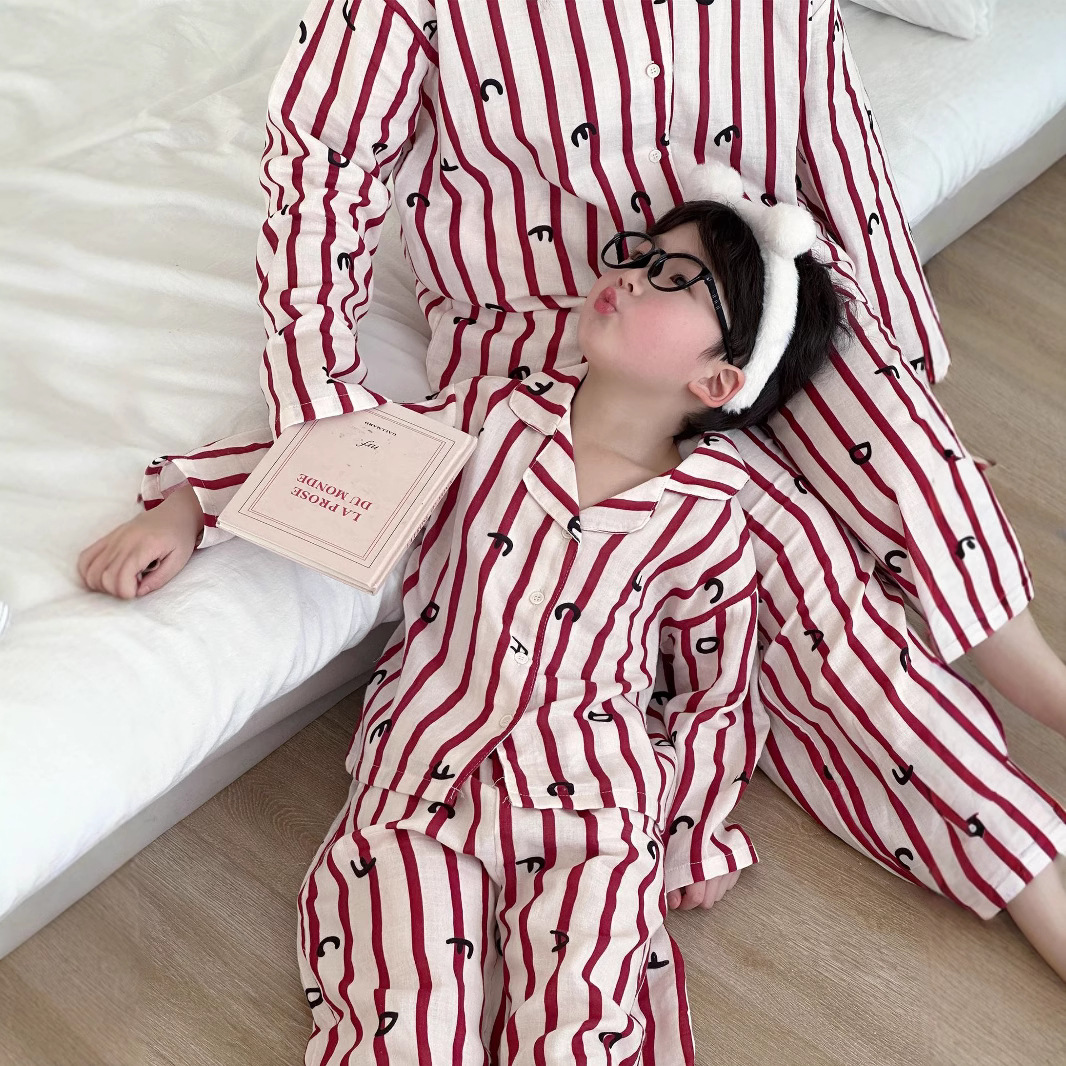 春秋儿童婴儿纱睡衣a类开衫大小卷heyhoney同款纱布透气亲子家居