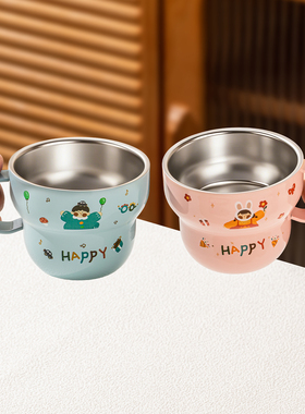 316不锈钢儿童水杯3岁以上学饮杯宝宝喝水杯子家用吸管牛奶敞口杯